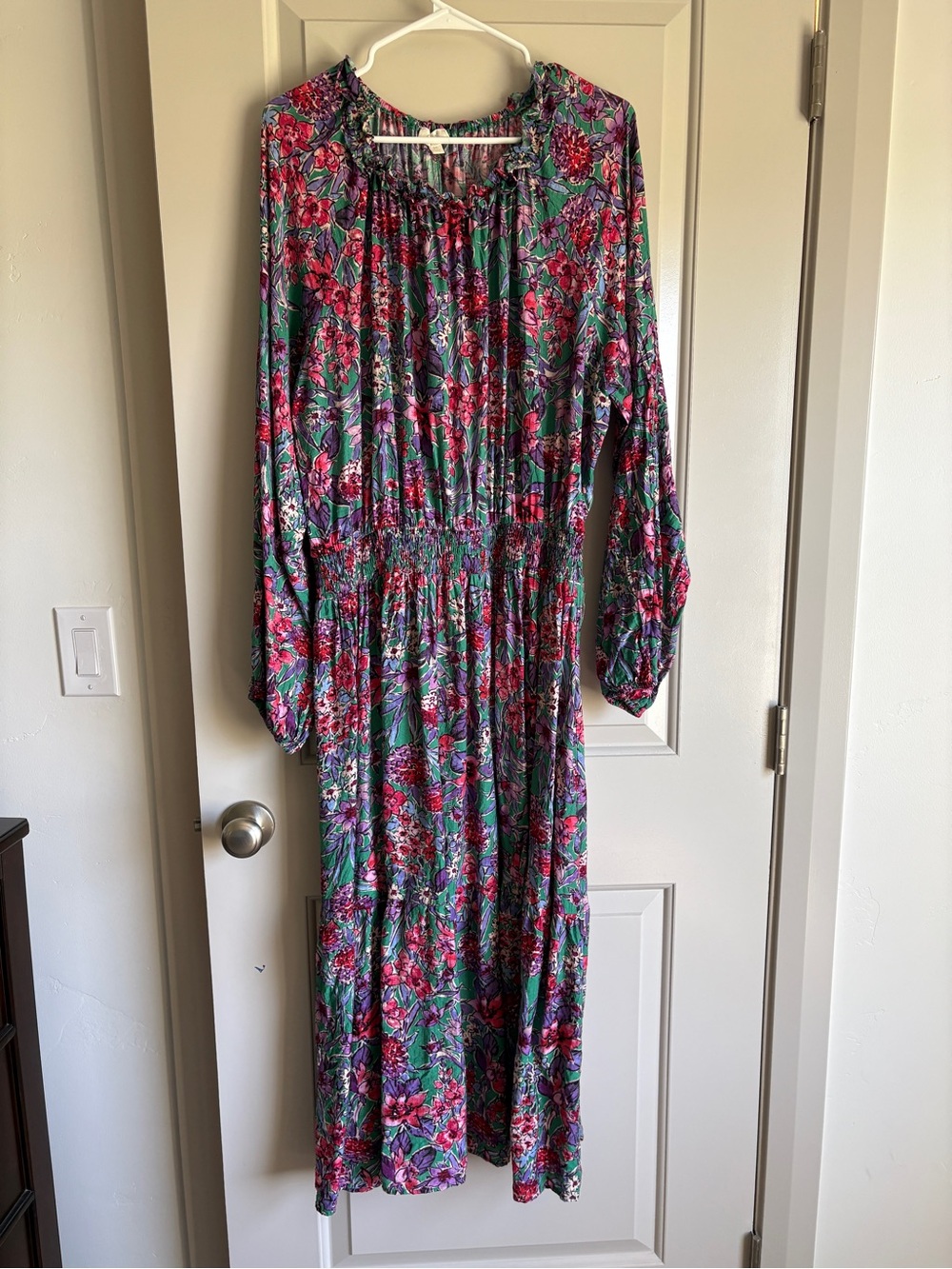 ODDY Floral Maxi Dress in Green and Pink